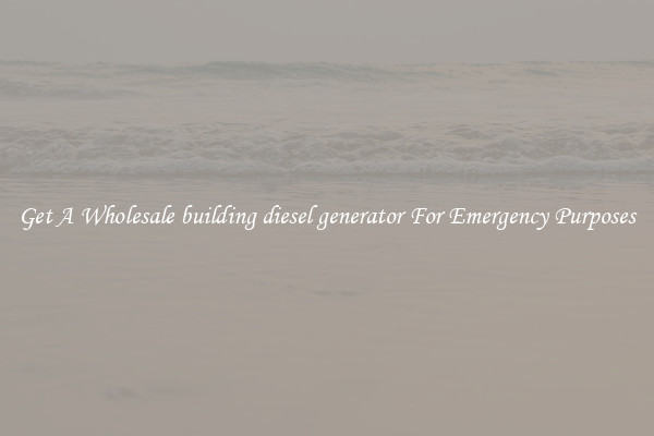 Get A Wholesale building diesel generator For Emergency Purposes